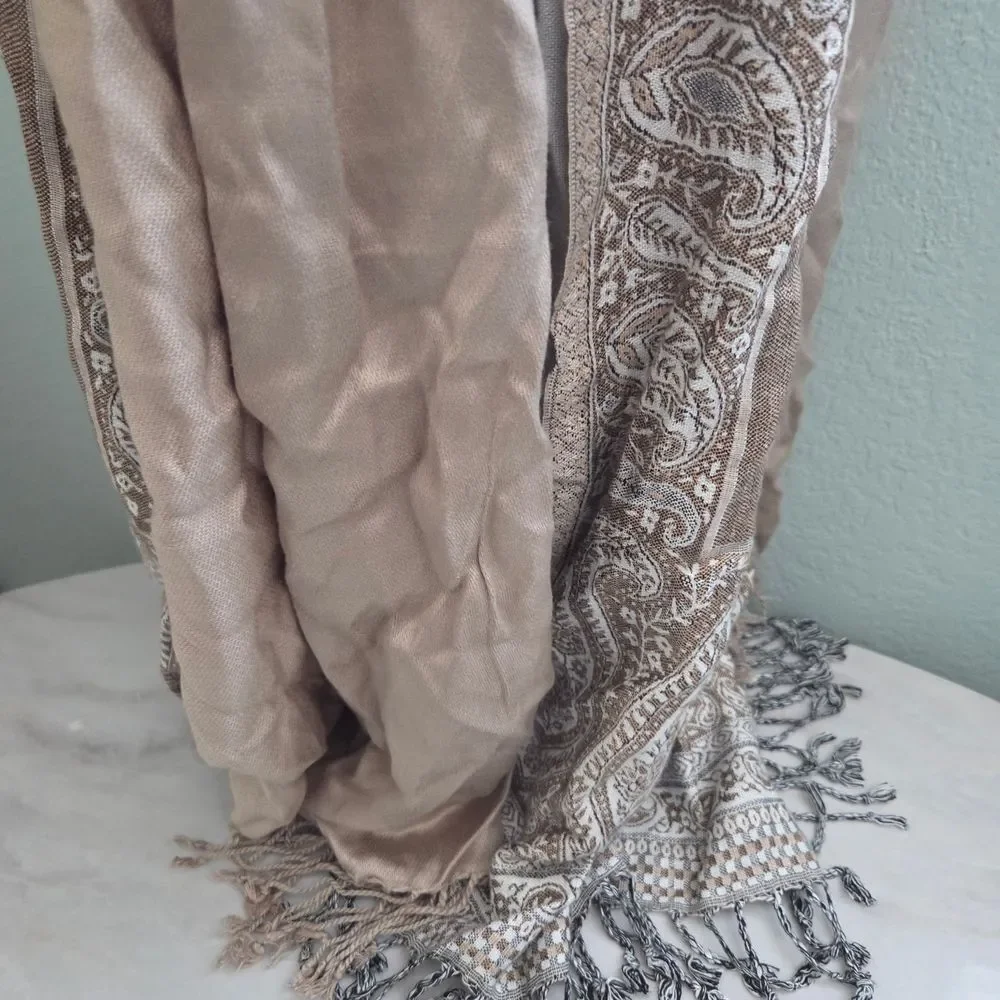 Pashmina Beige and Brown Scarf